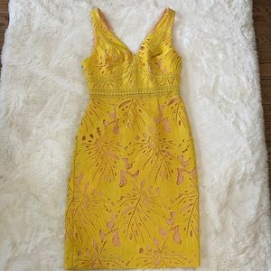 NWT Anthropologie Maeve Yellow Gardenia Collin Lace Dress Size 0P